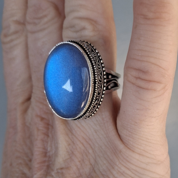 New Rainbow Dichroic Glass 925 Silver Ring.  - Picture 4 of 16